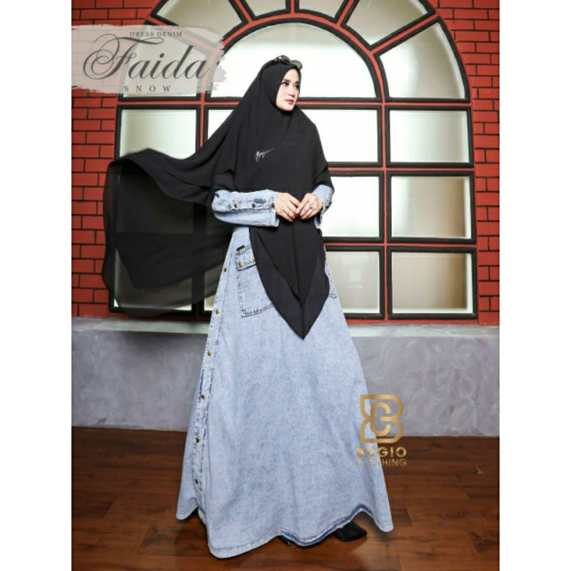 GAMIS FAIDA MOM (GAMIS SAJA) BY BUGIO CLOTHING // GAMIS DENIM PREMIUM // GAMIS DENIM SYARI