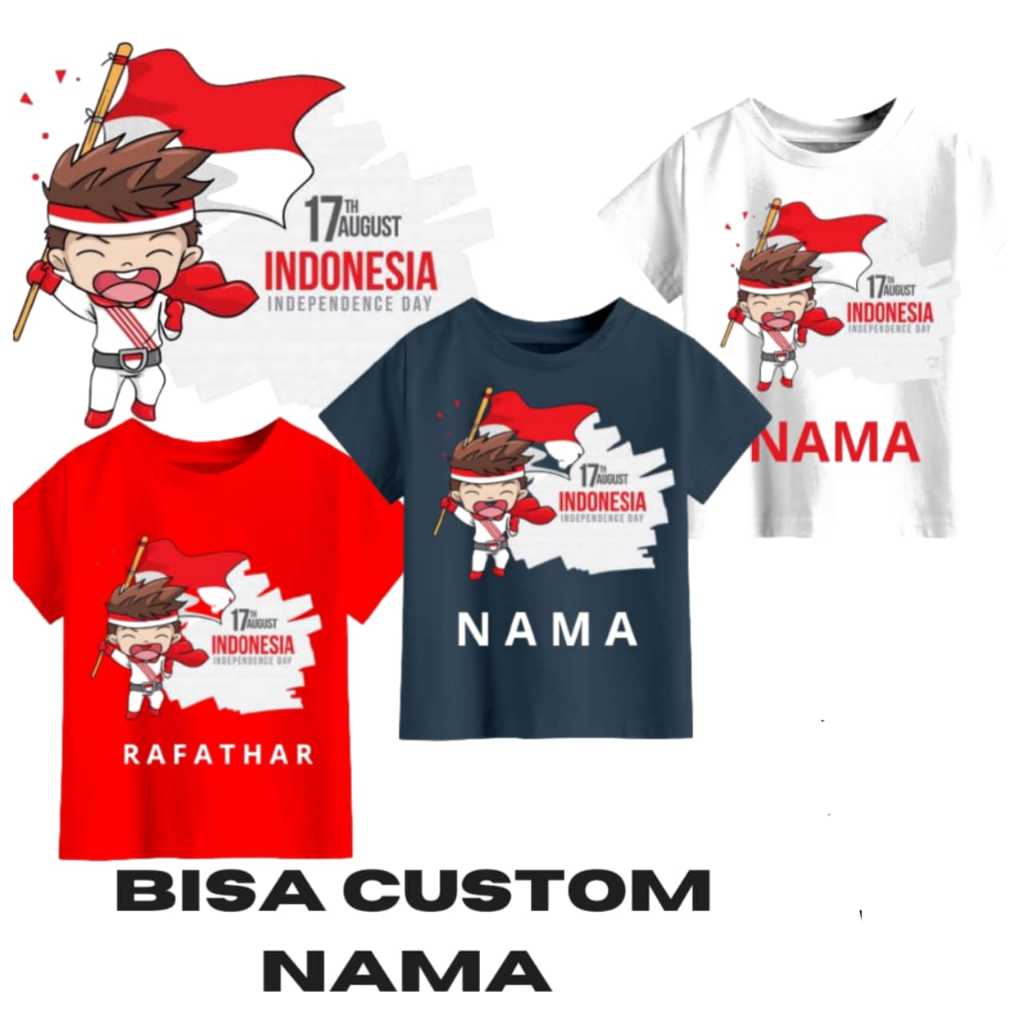 kaos Anak Murah 17 Agustus Combed 30s untuk usia 1-12thn kaos anak 17 agustus kaos musim panas kaos 
