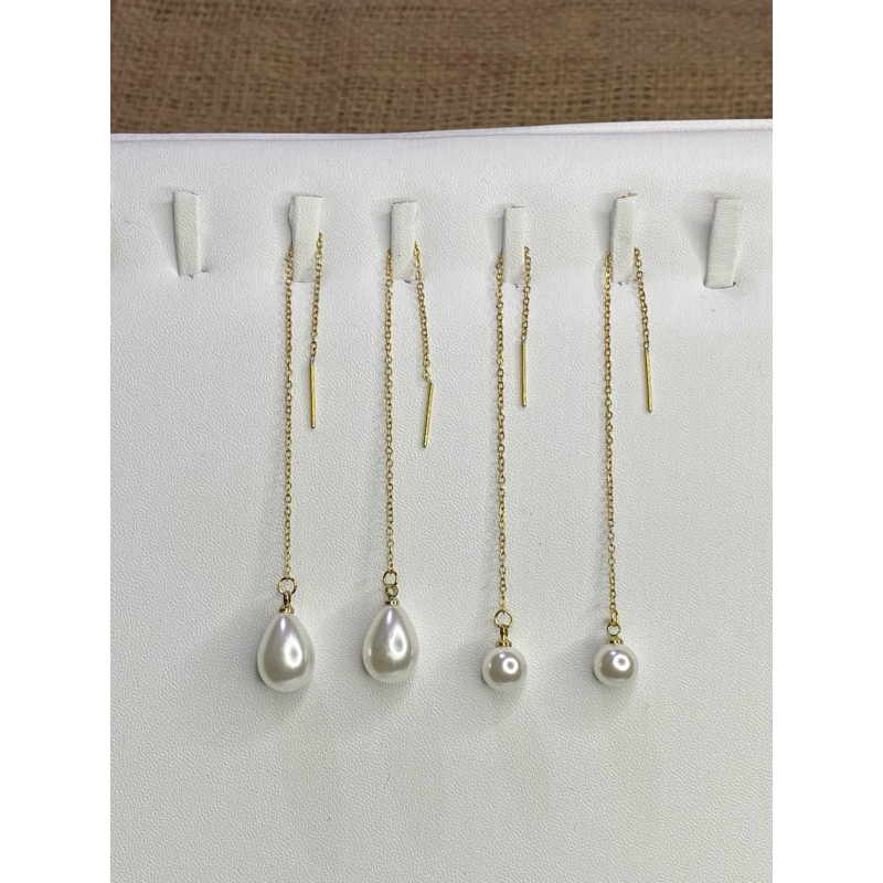 FIN Gallery - Anting Titanium Gold- Model giwang juntai mutiara