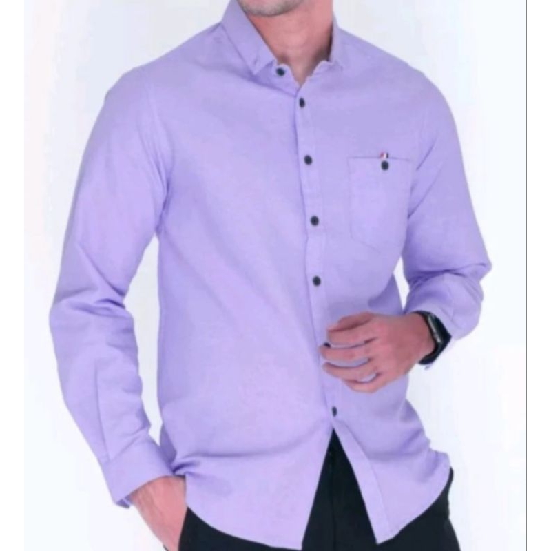 KEMEJA POLOS PRIA WARNA UNGU LILAC|KEMEJA POLOS PRIA WARNA LILAC LENGAN PANJANG DAN PENDEK|KEMEJA UN