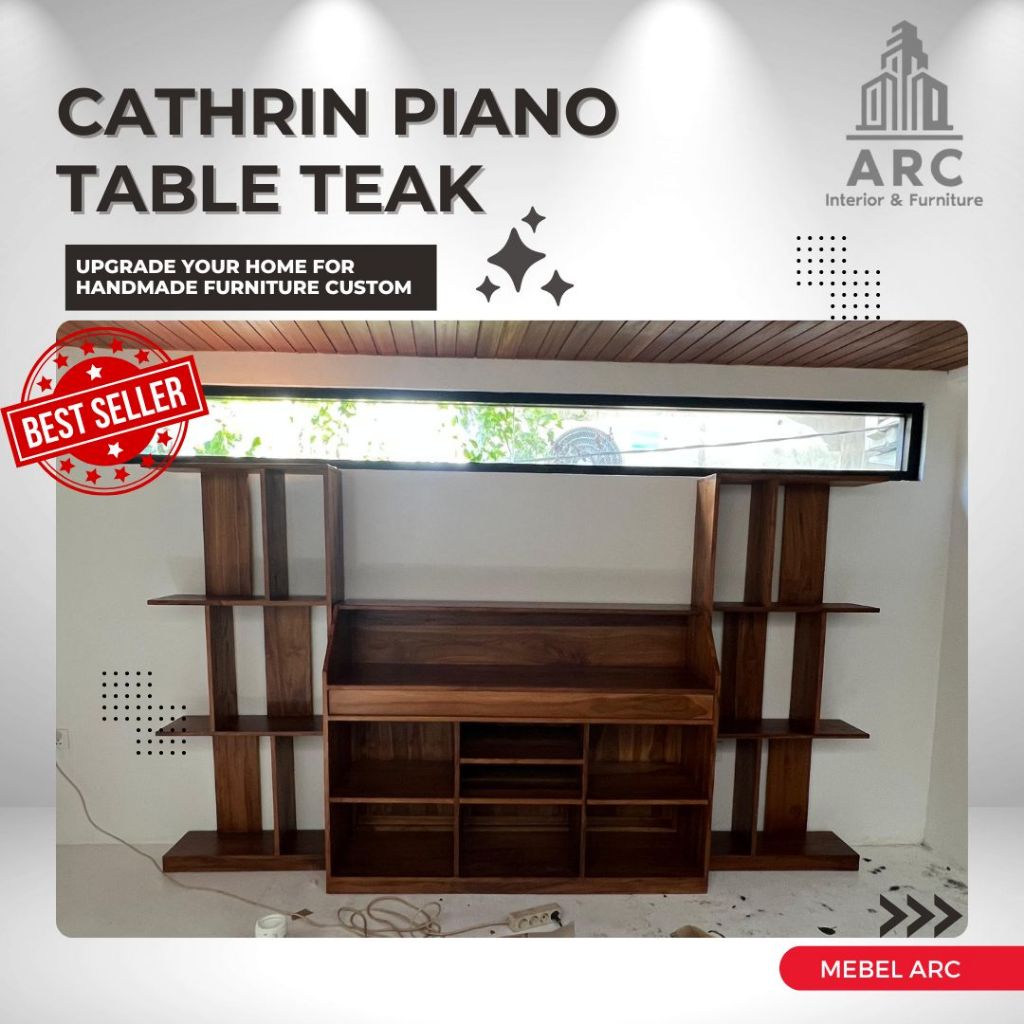 Meja Piano Kayu Jati / Meja Piano Keyboard / Meja Kayu Jati Serbaguna