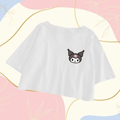CROP TOP OVERSIZE KUROMI / BAJU KAOS CROP WANITA