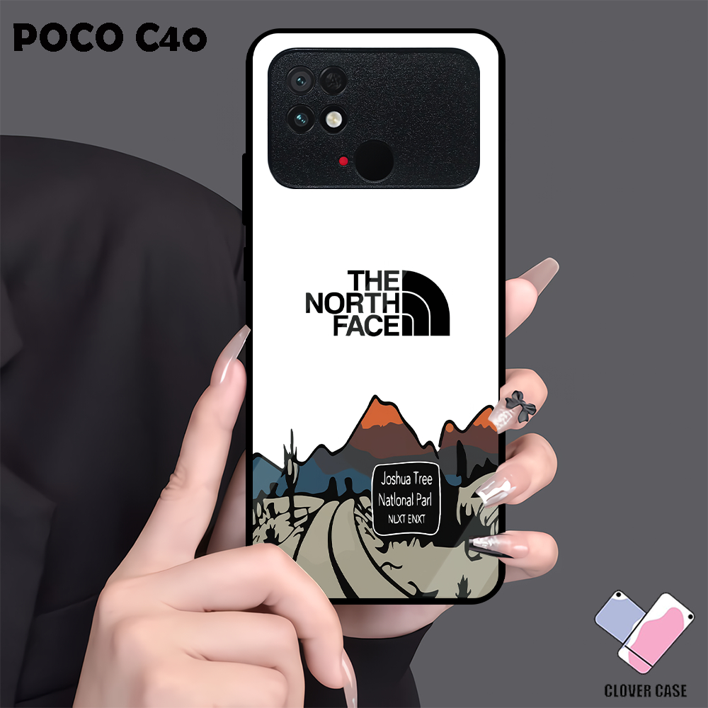 [TH22]  Case Glossy Case | POCO C40 | CASE KEKINIAN LUCU |  Casing Hp Kilau Motif THE NORTH FACE