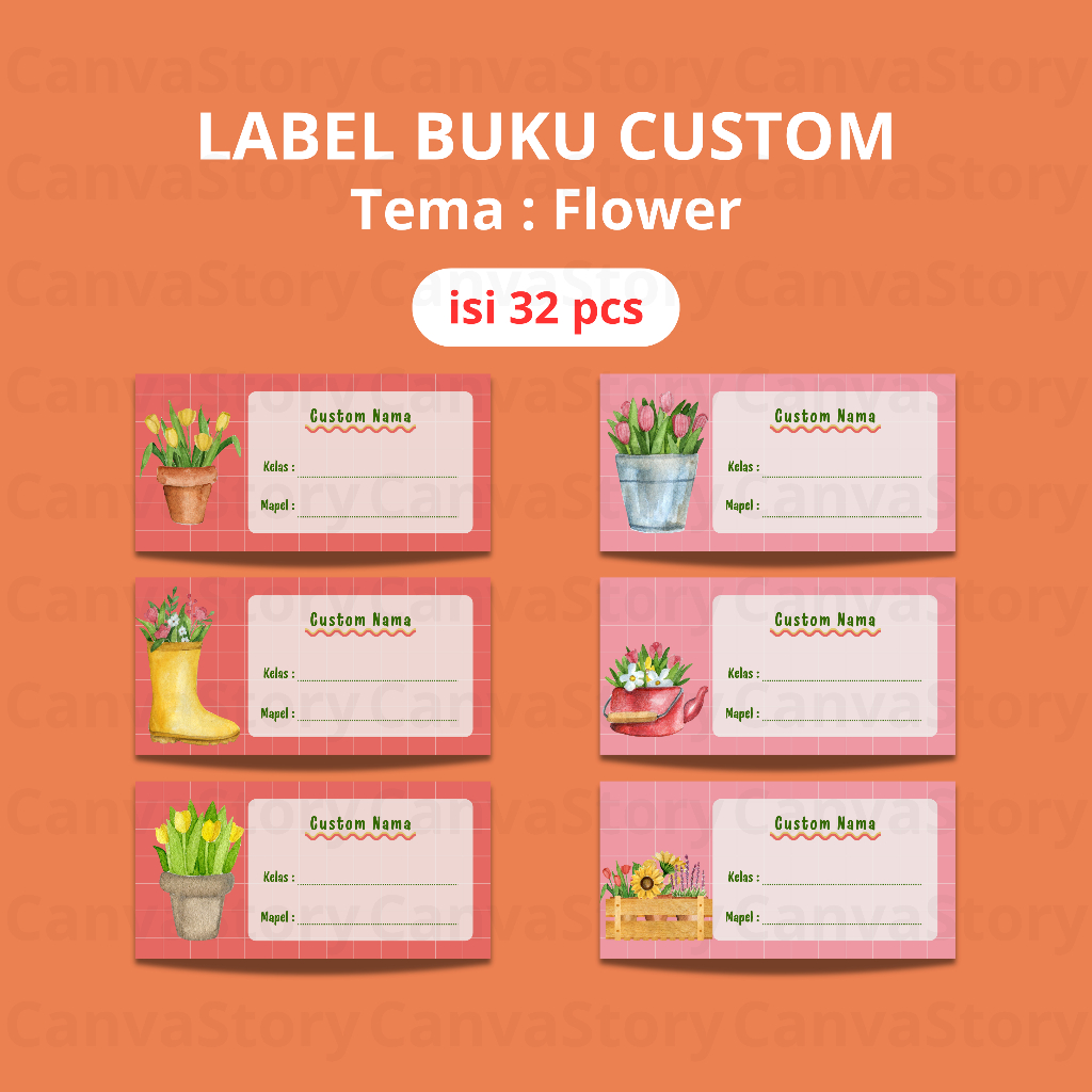 

LABEL NAMA BUKU ISI 32 | STIKER NAMA BUKU | STIKER MAPEL TEMA FLOWER