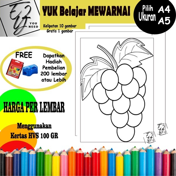 

Paket 50 Gambar Mewarnai berbeda kertas