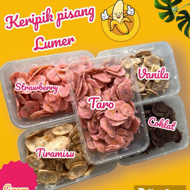 

PROMO 300 gram Keripik pisang LUMER aneka rasa khas lampung kemasan BOX