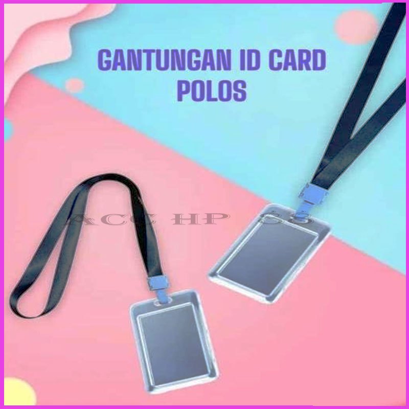 

Acchp Name Tag Lanyard Holder ID Card Kartu Nama Plastik Vertical Lantard Potrait Warna Polos