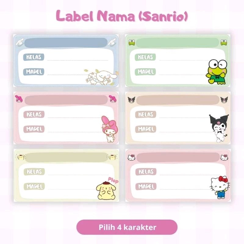

LABEL NAMA BUKU PELARAN TEMA SANRIO - LABEL BUKU PELAJARAN - STIKER LABEL - STIKER NAMA BUKU PELAJARAN