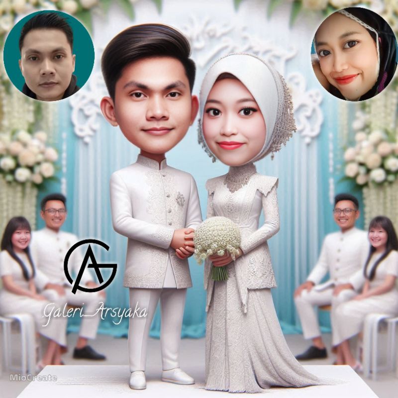 JASA EDIT FOTO KARIKATUR WAJAH PENGANTIN
