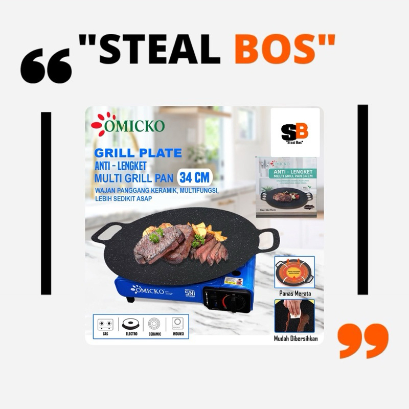 Omicko multi grill pan anti lengket grill wajan keramik(anti lengket)
