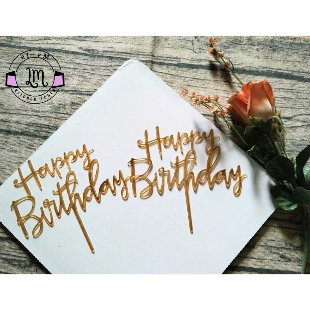 5 PCS TOPPER AKRILIK UCAPAN SELAMAT ULANG TAHUN TOPPER HIASAN KUE BERBAGAI BENTUK UKURAN DAN WARNA