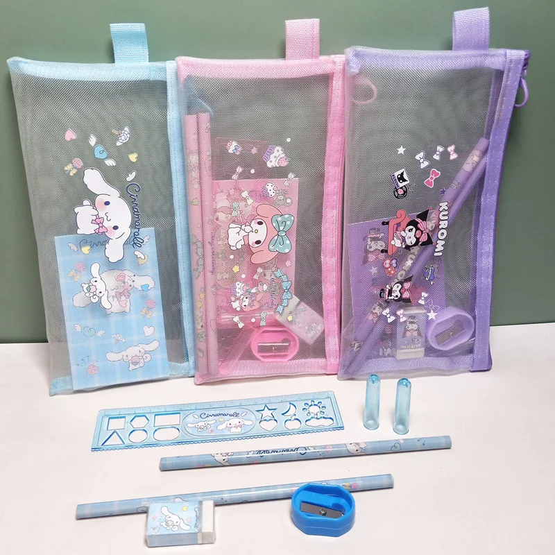 

Set Alat Tulis 7 in 1 / Pouch Set Alat Tulis Ziplock / Paket Alat Tulis Motif Sanrio Karakter Lucu