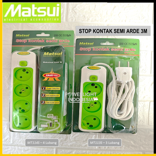 Matsui On/Off 3M Stop Kontak 3 Lubang, 4 Lubang