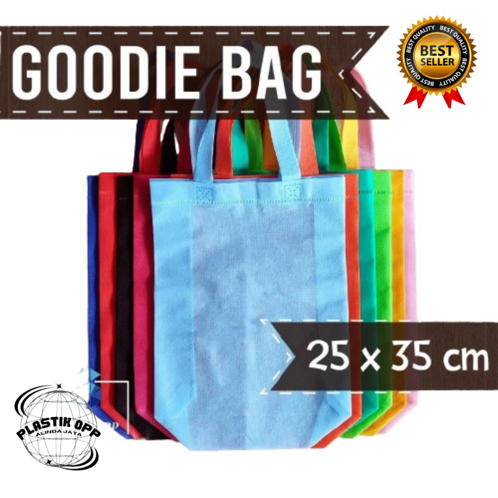 

Lusinan_Tas Spunbond Goodie Bag Handle uk 25x35 cm Isi 12 Pcs Tebal / Goodie Bag / Tas Kain Kantong Polos Goodiebag Souvenir Hampers Ultah