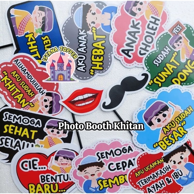 PHOTOBOOTH Seri KHITAN / Isi 10 + Free Bibir dan Kumis/ PhotoProps / Khitan / Khitanan