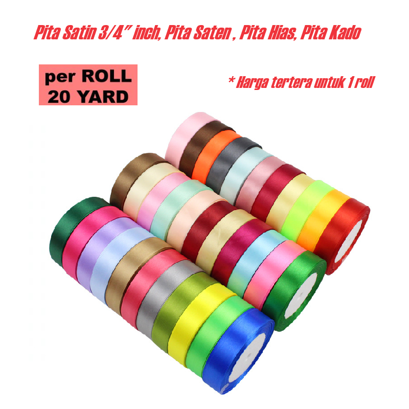 

Pita Satin 3/4" inch, Pita Saten , Pita Hias, Pita Kado