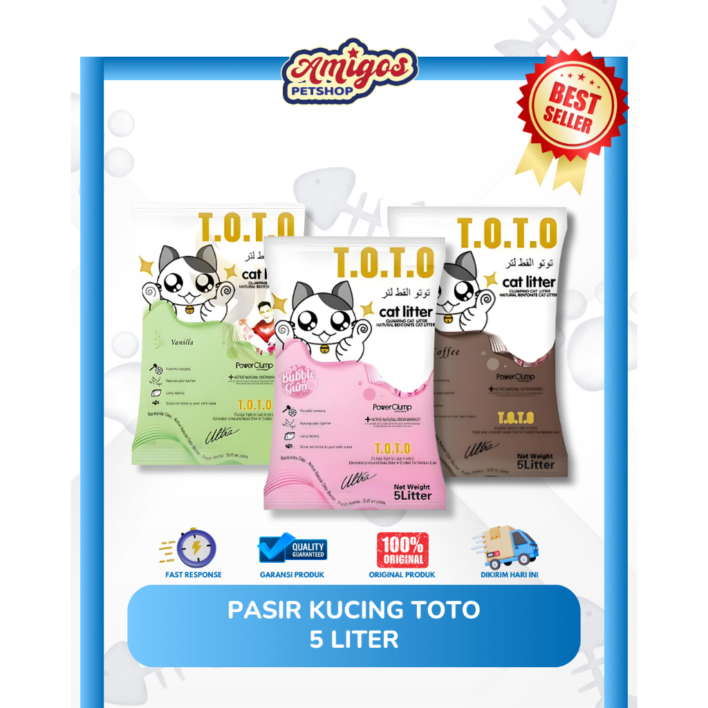 Pasir Kucing Toto 5 liter - Pasir kucing Toto 5 liter Coffee - Pasir Kucing Toto 5 Litter Vanilla - 