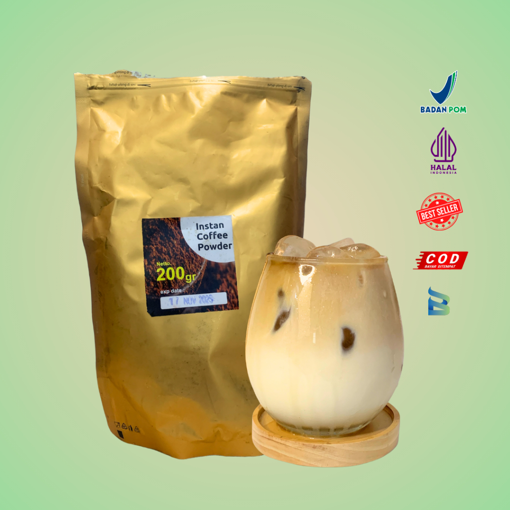 

INSTAN COFFEE POWDER 200gr/ Kopi Bubuk Langsung Seduh. Cocok untuk minuman dingin maupun panas. BSS POWDER