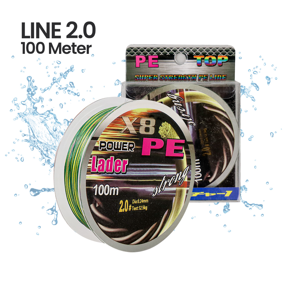 TaffSPORT Senar Benang Tali Pancing PE Braided Fishing Line 100M 2.0 - X8 - No Color
