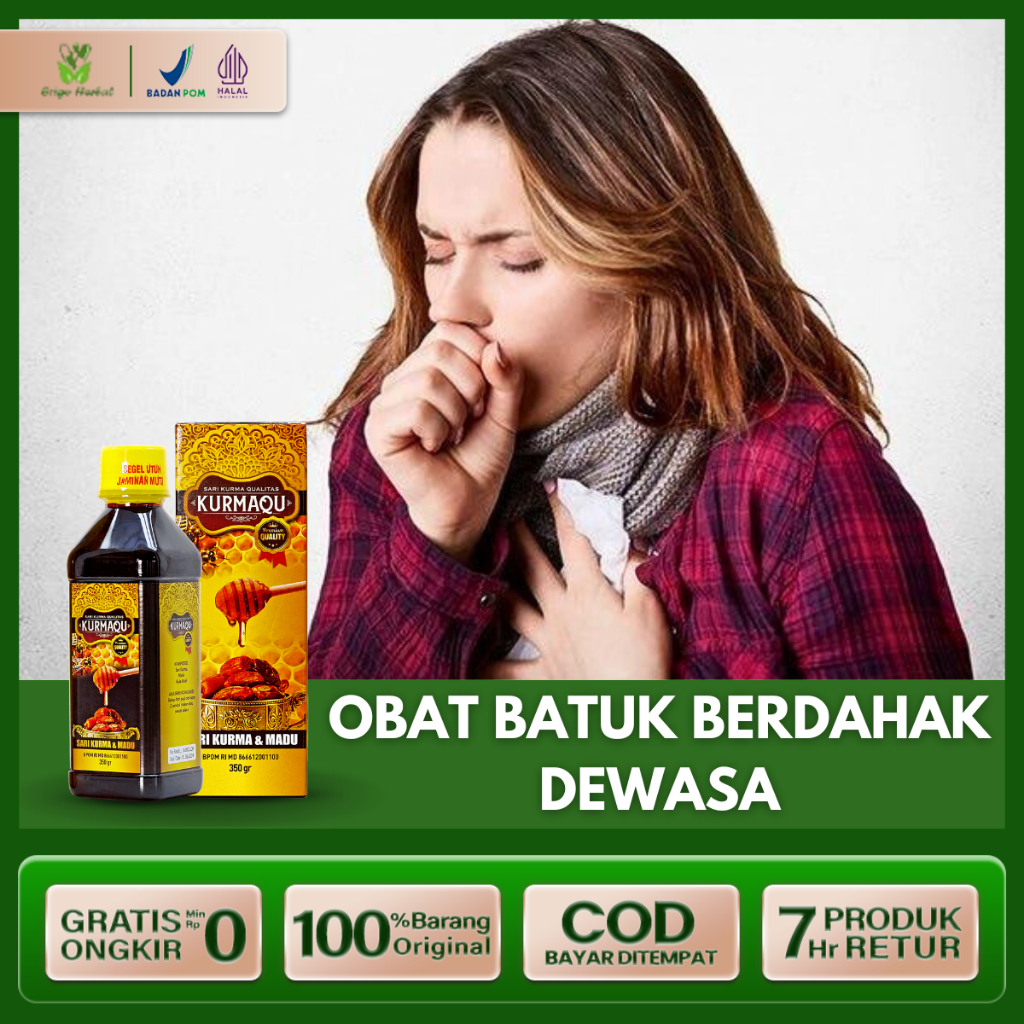 OBAT BATUK BERDAHAK DEWASA - BATUK MENAHUN - SERAK KURMAQU SARI KURMA DAN MADU ASLI BISA COD