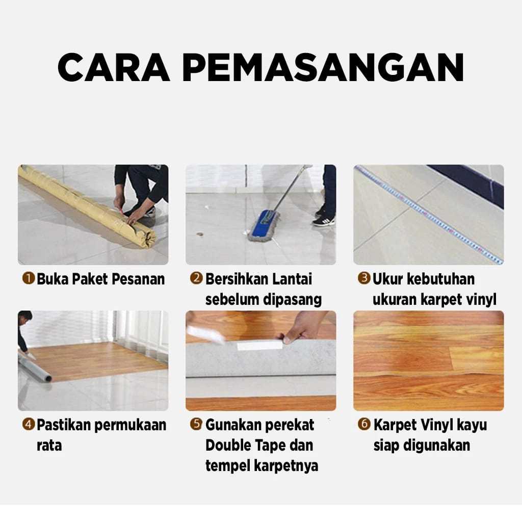 Karpet Vinyl Lantai Kualitas Premium Wallpaper Lantai Tebal 0.7Mm Lebar 2 Meter Motif Kayu