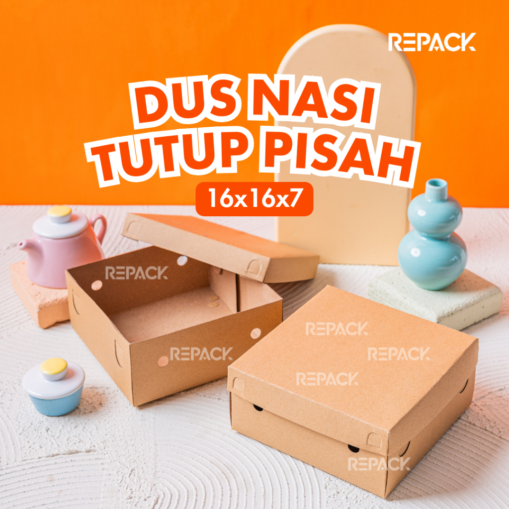 

Dus Nasi Kotak Tutup Pisah 16x16x7 / Box Nasi Catering / Dus Snack / Kotak Kue