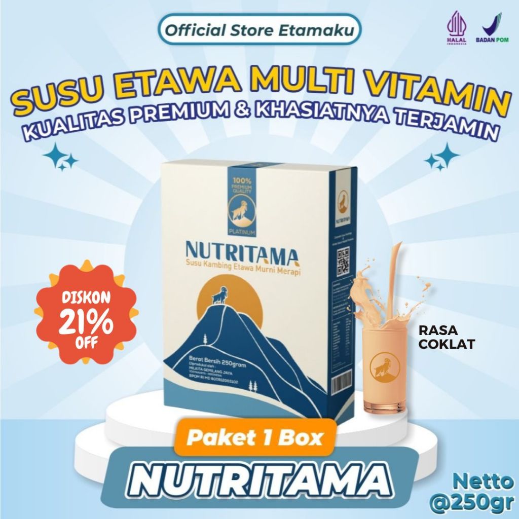 

Nutritama Susu Kambing Etawa Untuk Menjaga Imunitas Tubuh Susu Etawa Rasa Cokelat 250gr