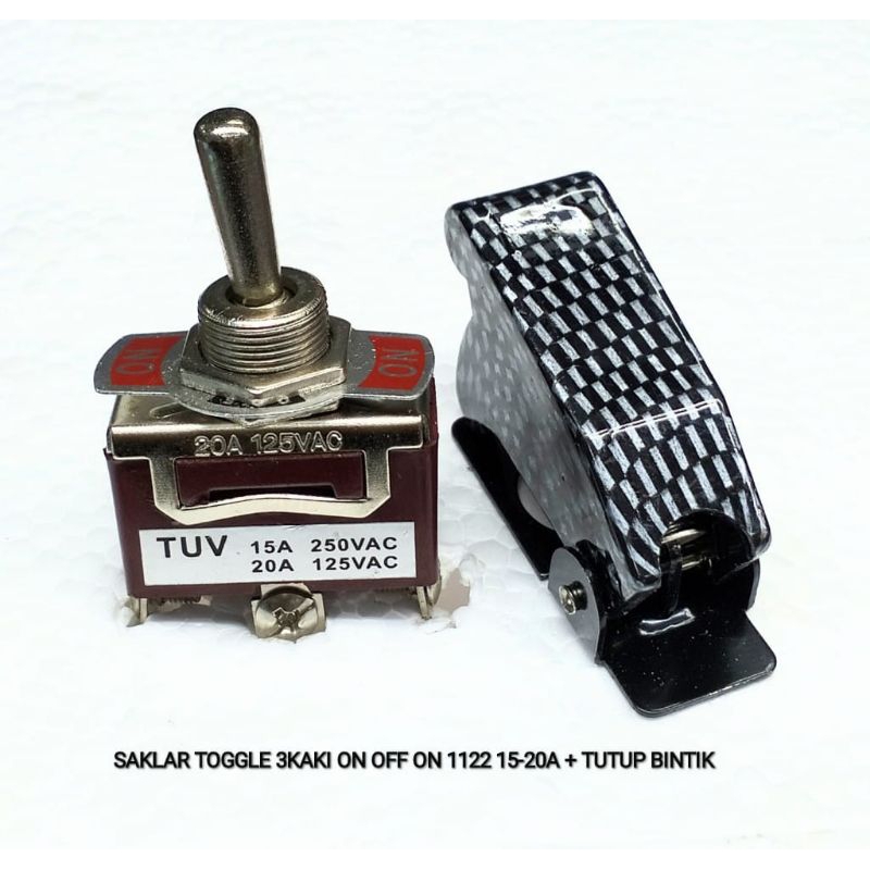 Saklar Toggle 3 Kaki 15-20A 1122 ON OFF ON + Tutup Bintik