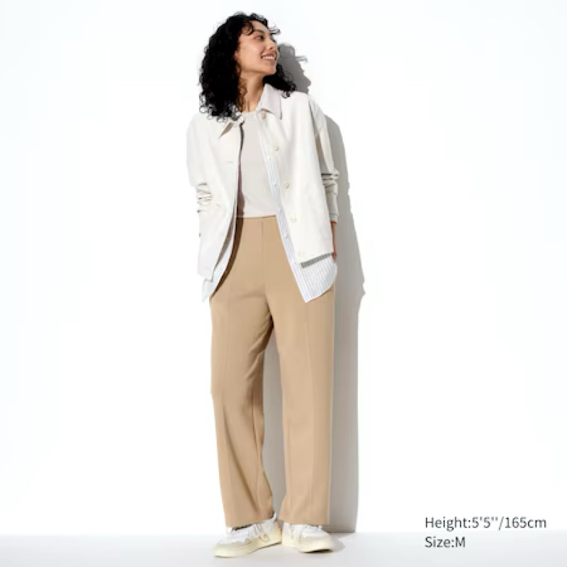 Woman Uniqlo Celana Kulot Bahan/Celana Straight Stretch Double Face