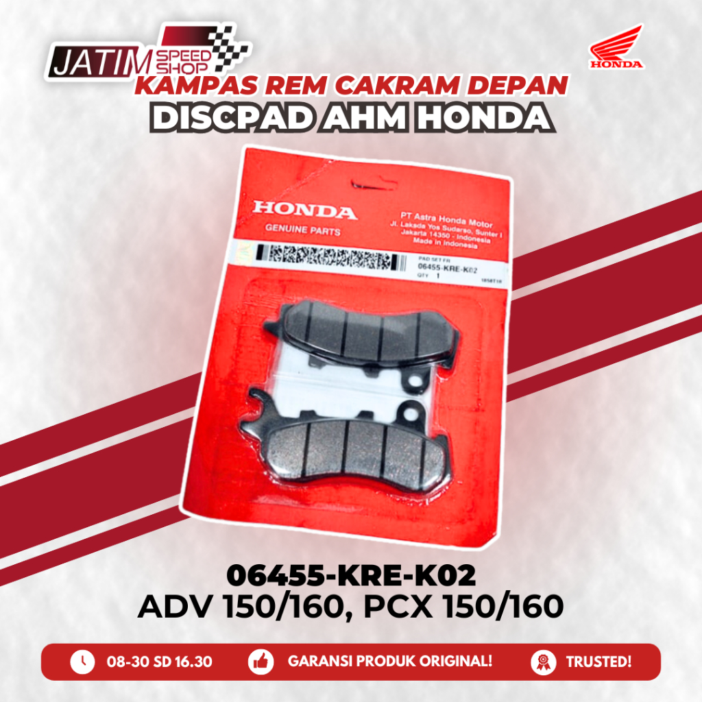Honda AHM Kampas Rem Cakram Discpad Disc Pad Dispet 06455-KRE-K02 KRE ADV 150 ADV 160 PCX 150 K97 PC