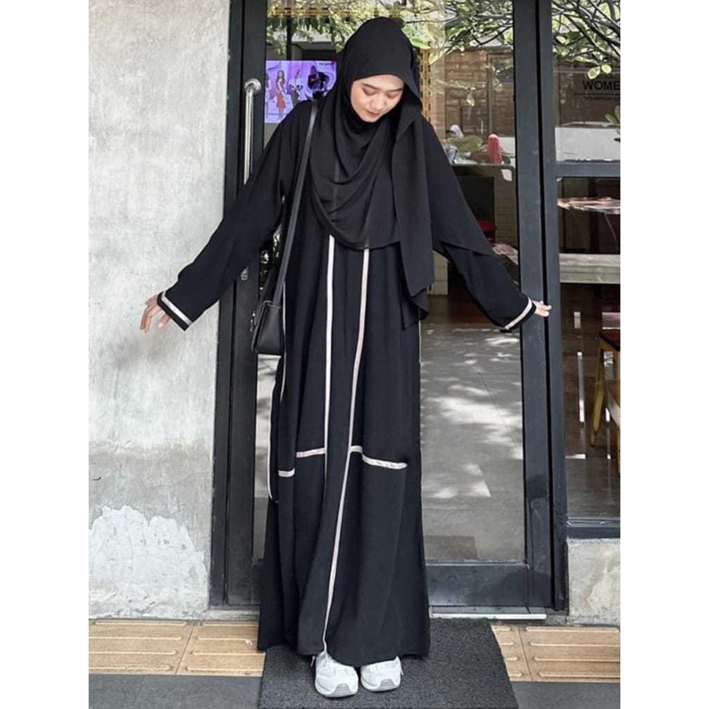 Abaya asmah list - abaya arab hitam- gamis turkey -gamis hitam-dress remaja - abaay anak dan dewasa-