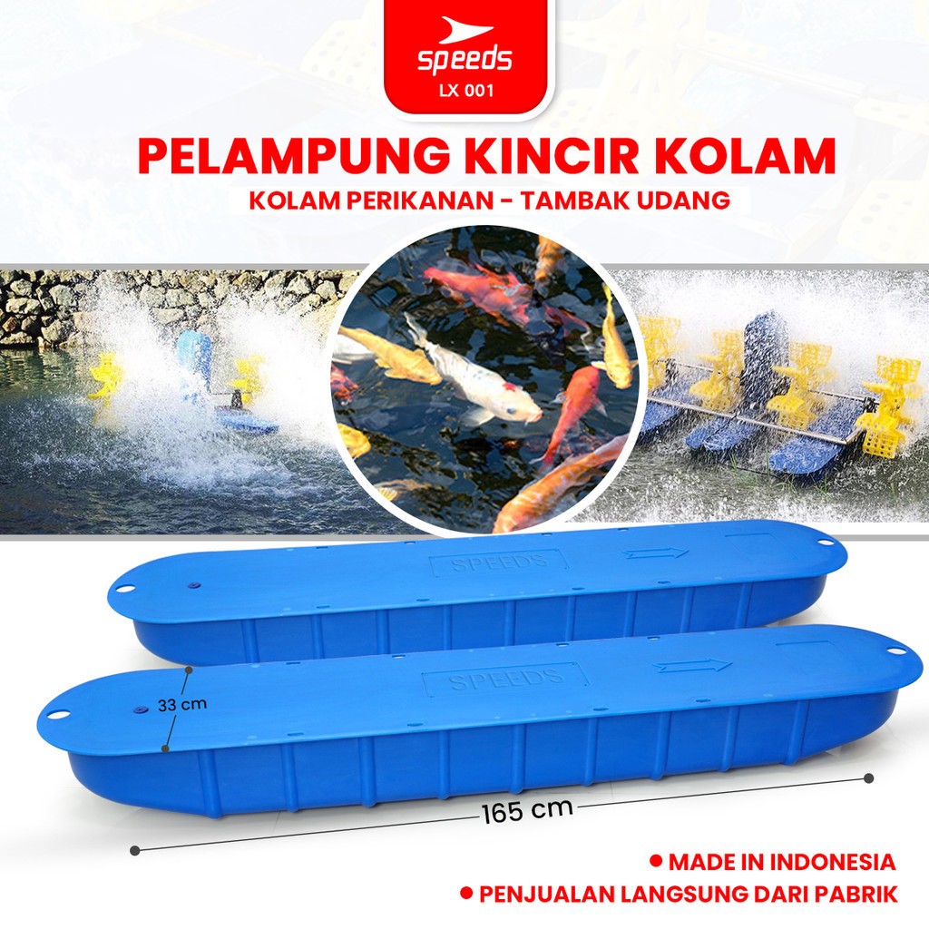 READY STOCK SPEEDS Pelampung Kincir Air 165cm Water Aerator Tambak Kolam Ikan Bahan HDPE Kincir