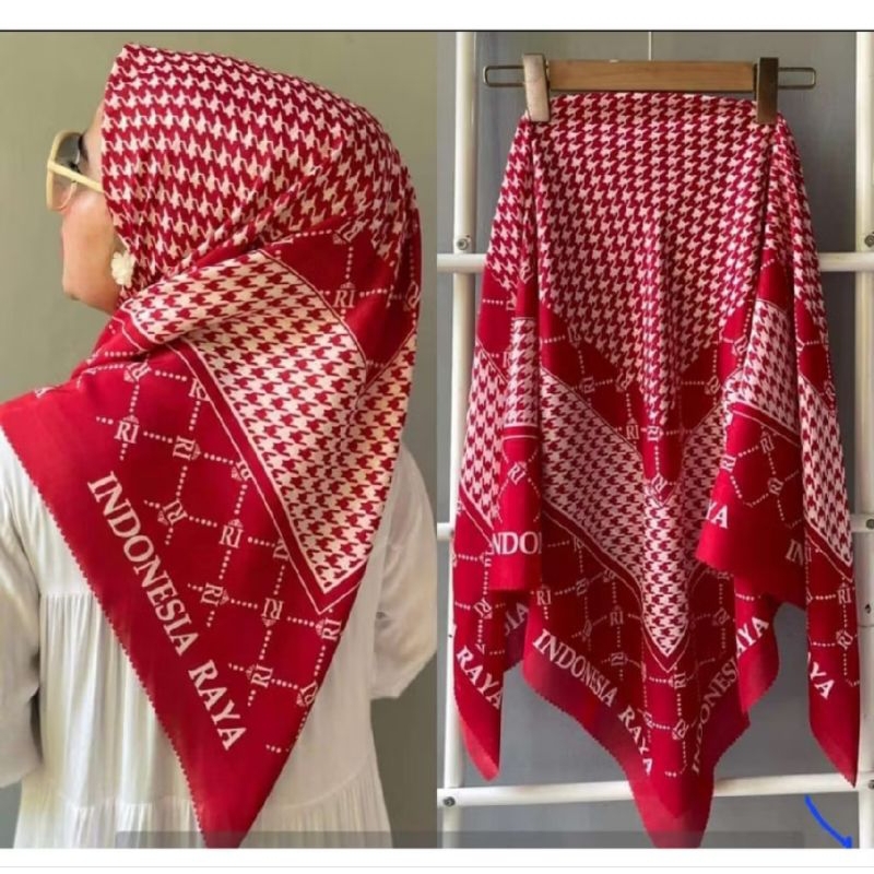 Hijab Voal Bendera Merah Putih// hijab voal motif merah putih//hijab merah putih