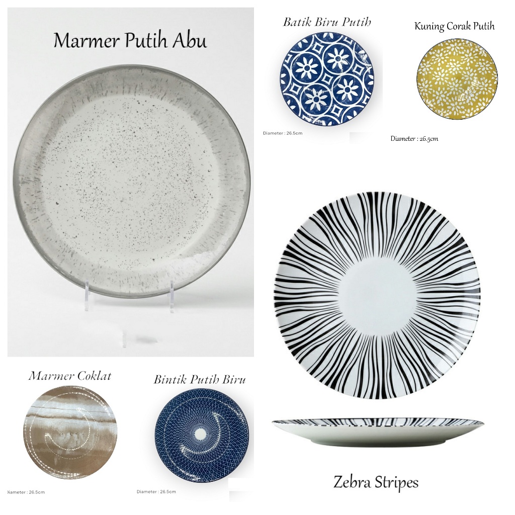 Spt3 HHS Piring Makan Keramik Piring Jepang Piring Makan Jepang Motif Bulat/Motif Jepang