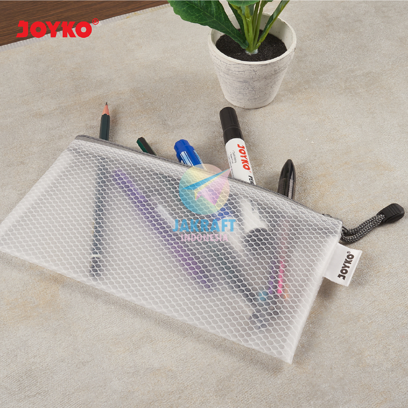 

(1 Pcs) Document Bag Jaring Zipper JOYKO DCB-46 Bill Putih Semi Clear Transparan Giro Tempat Pensil Alat Tulis Stationery Pouch Resleting Tahan Air