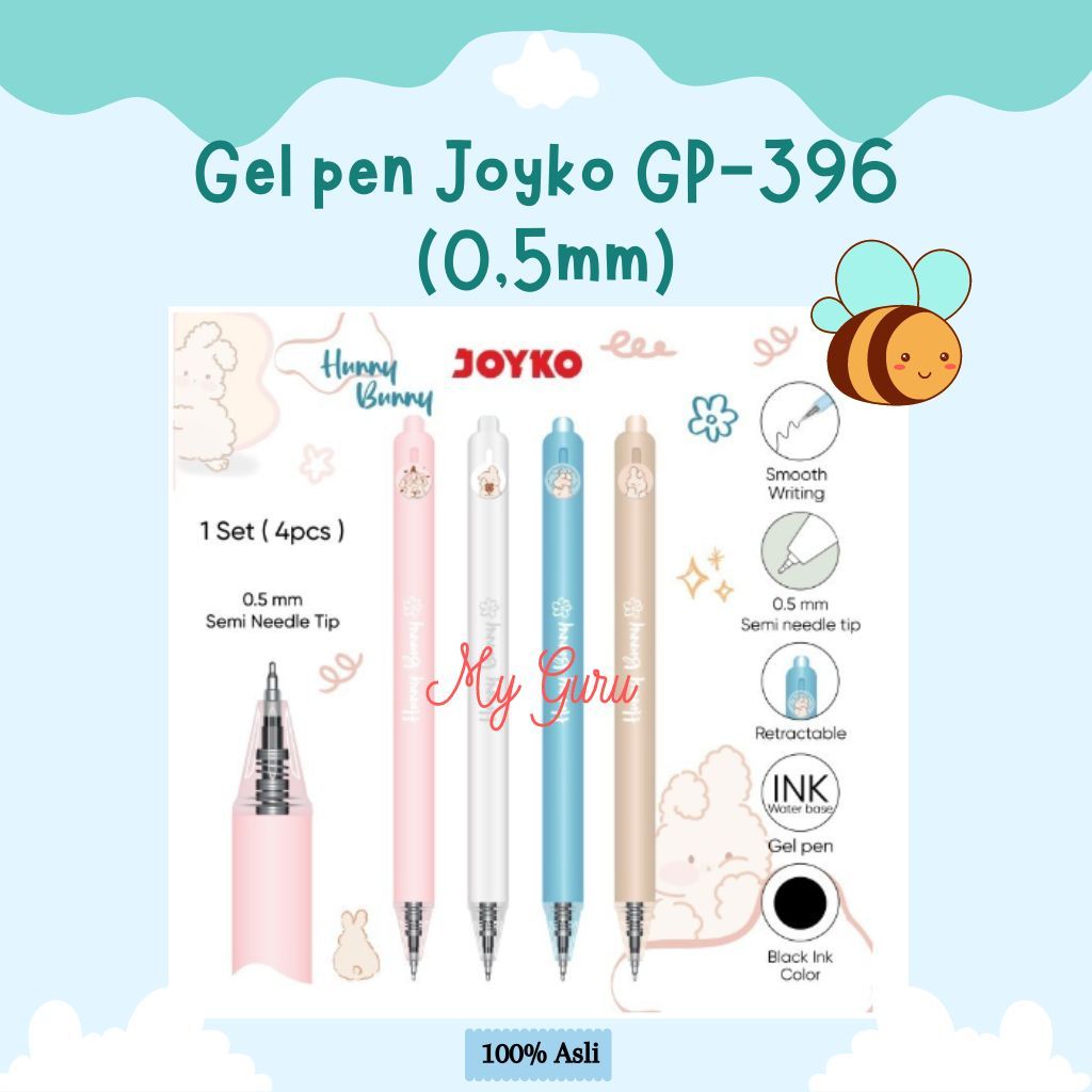 

[4 PCS] GEL PEN / PULPEN / PENA JOYKO GP-396 0.5 MM HITAM 1 SET 4 PCS