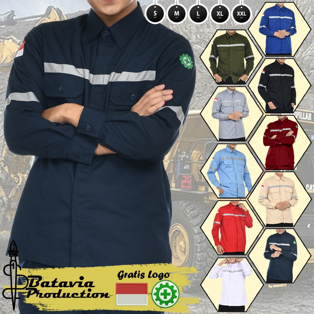 BEST SELLER BAJU KEMEJA WEARPACK ATASAN SAFETY K3 PROYEK INFRASTRUKTUR TAMBANG LENGAN PANJANG
