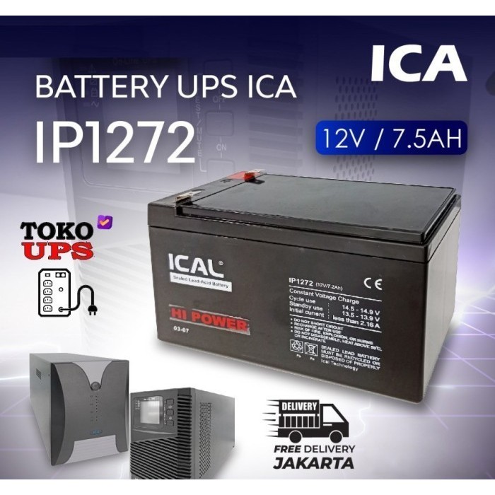 IP1272 Baterai ICAL 12V 7.2AH UPS ICA APC PROLINK Aki 7,2AH IP 1272