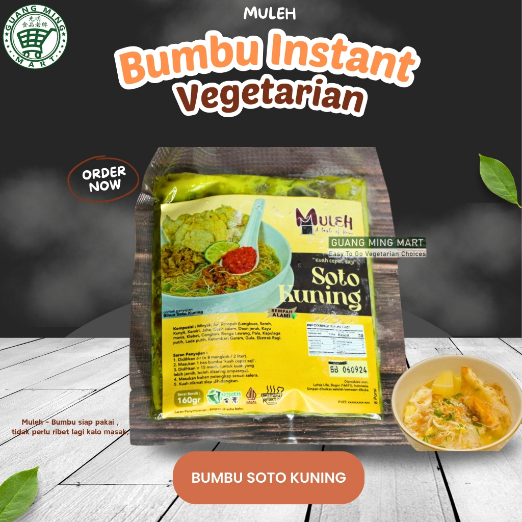 

Muleh Soto Kuning Bumbu Instan Vegetarian