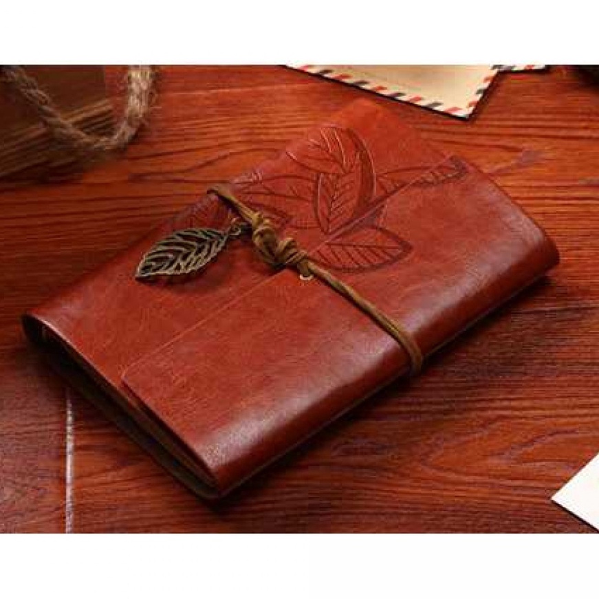

HJ6 Buku Catatan Binder Kulit Retro Leaf Kertas A5 185 x 13 mm