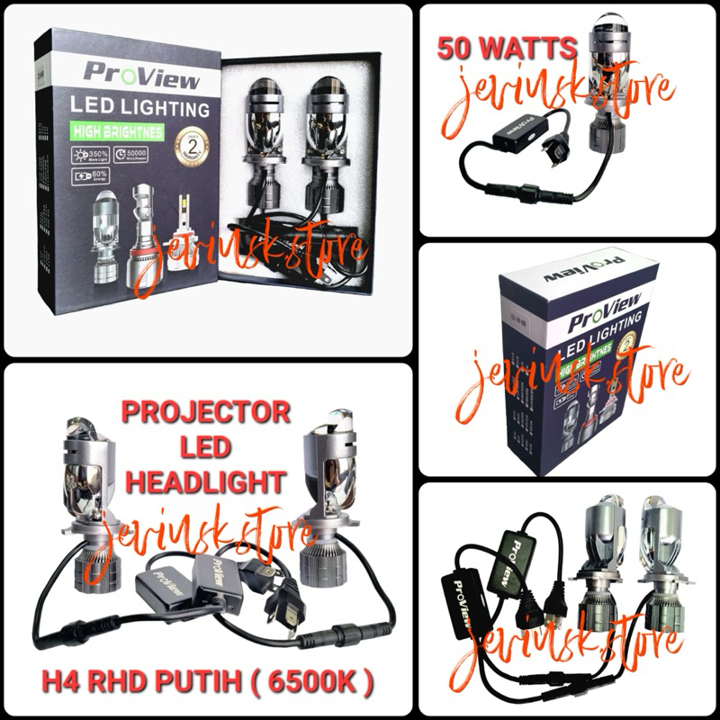 PROVIEW PROJECTOR LED HEADLIGHT H4 RHD PUTIH (6500K)