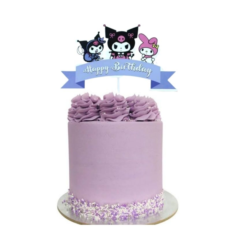 Cake topper KUROMI HBD dekorasi kue hiasan kue ulang tahun paket dekorasi tema KUROMI perlengkapan u