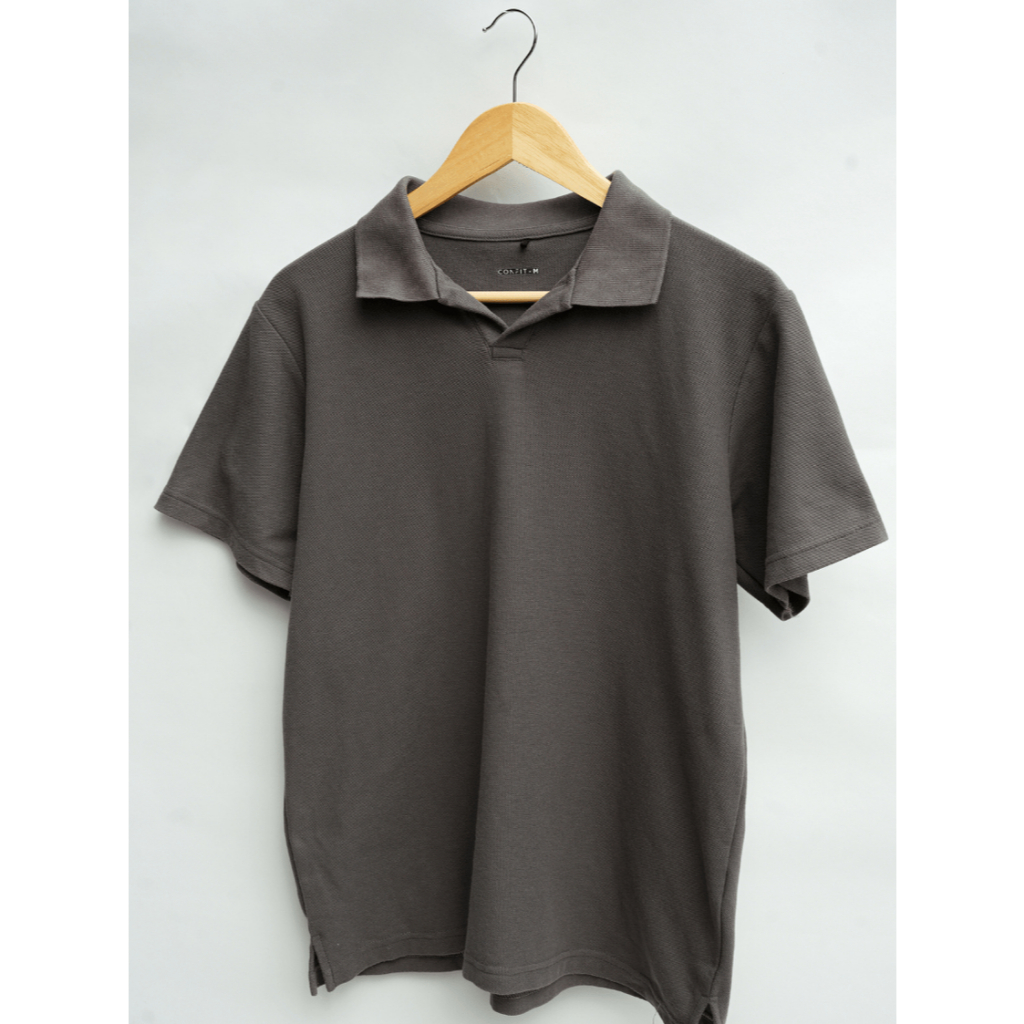 Kaos Polo tanpa kancing CONFIT.ID  |POLO SHIRTS| KAOS POLOS| KAOS POLO PRIA-kaos polo abu abu