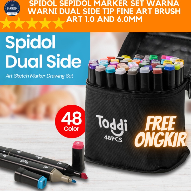 

SPIDOL SEPIDOL MARKER SET WARNA WARNI DUAL SIDE TIP FINE ART BRUSH ART 1 AND 6MM KODE X8W8