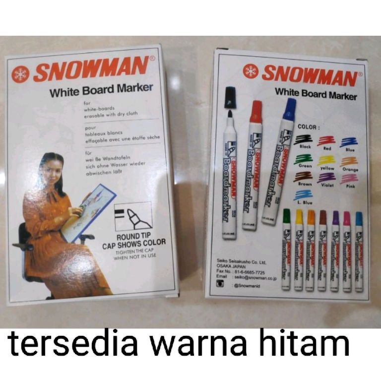 

KODE C6B9 spidol snowman tidak permanent warna hitam 1kotak isi 12pcs