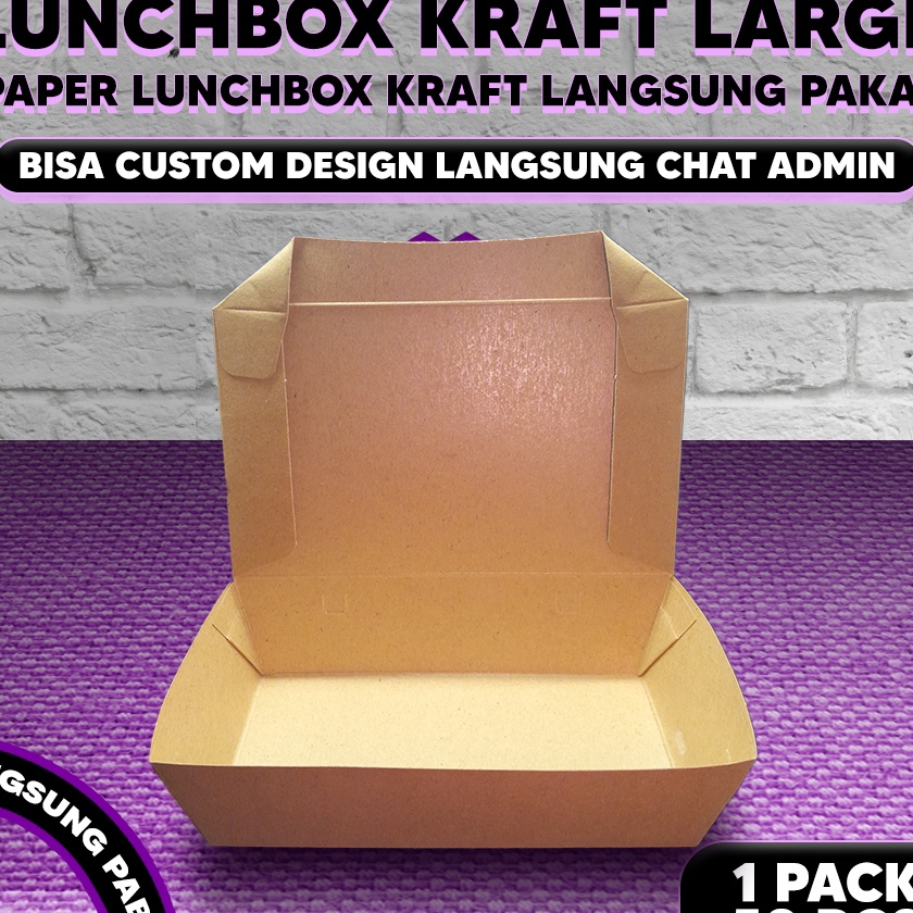 

KP8 PAPER LUNCH BOX SIAP PAKAI BAHAN KRAFT KRAFT FULL LAMINASI SIZE LARGE