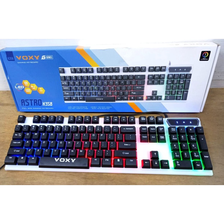 KODE G92O Keyboard Gaming Voxy K358 LED RGB Keyboard Kabel Keyboard Mechanical