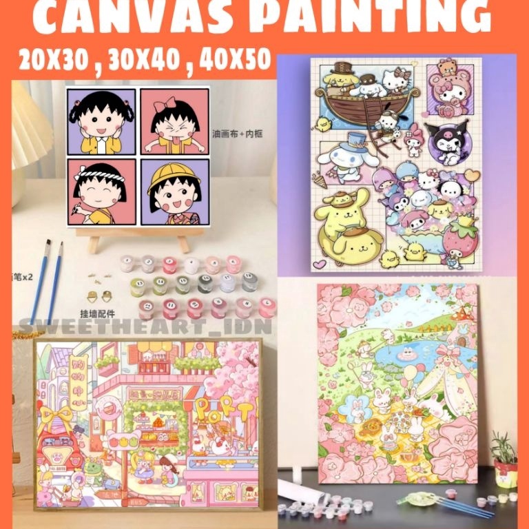 

Canvas Painting By Number 2X3 CM 3x3 CM 4X5 CM Melukis Mewarnai Kanvas Nomor Prakarya Anak Canvas SANRIO h C5N8