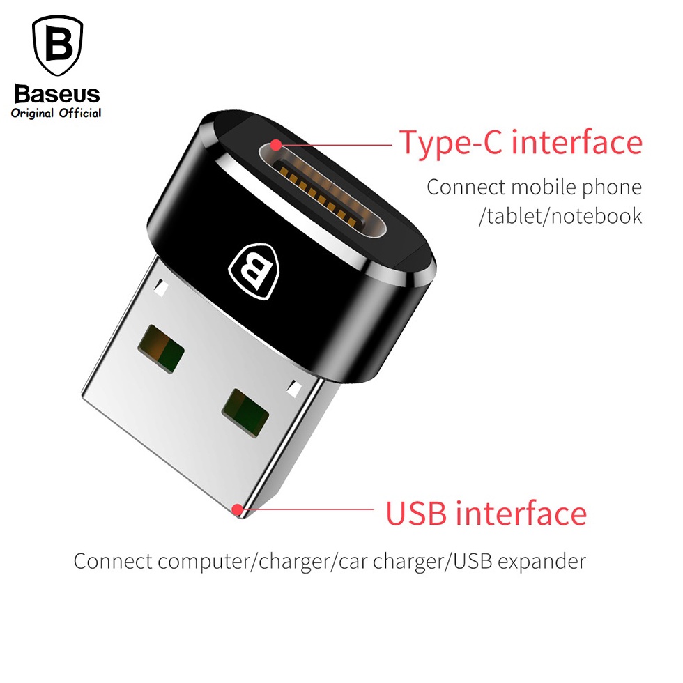 KODE N97C BASEUS ORIGINAL USB OTG Adaptor USB Female to TYPE C Male Adapter Converter Connector Kone