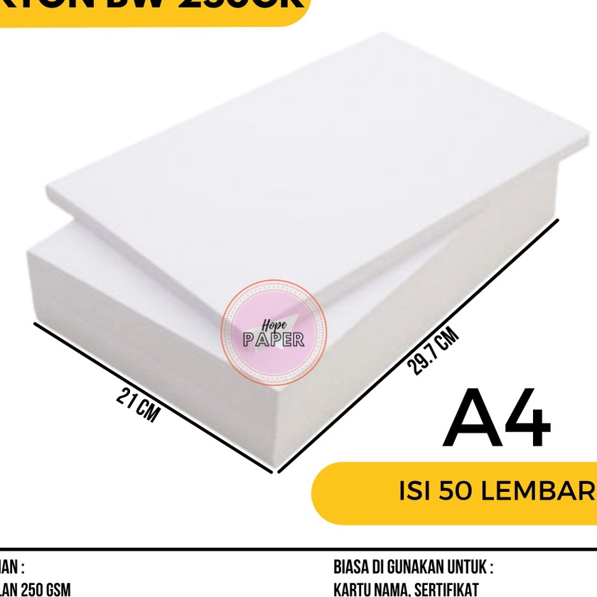 

KI3 Kertas BW 25gsm A4 isi 5 lembar Kertas Karton BW